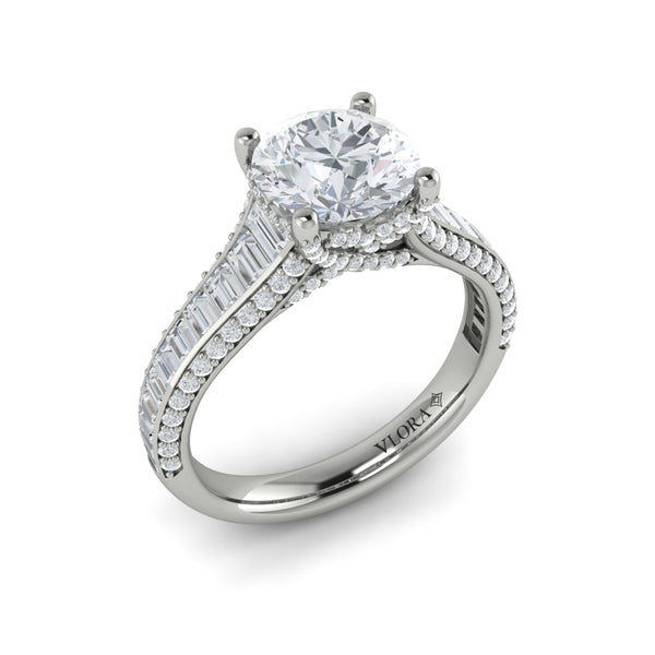 Dramatic Cathedral Hidden Halo Engagement Ring