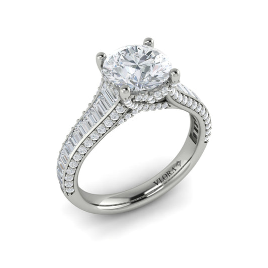 Dramatic Cathedral Hidden Halo Engagement Ring