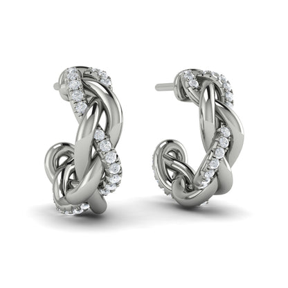 Alternating Diamond Twist Huggie Hoop Earrings