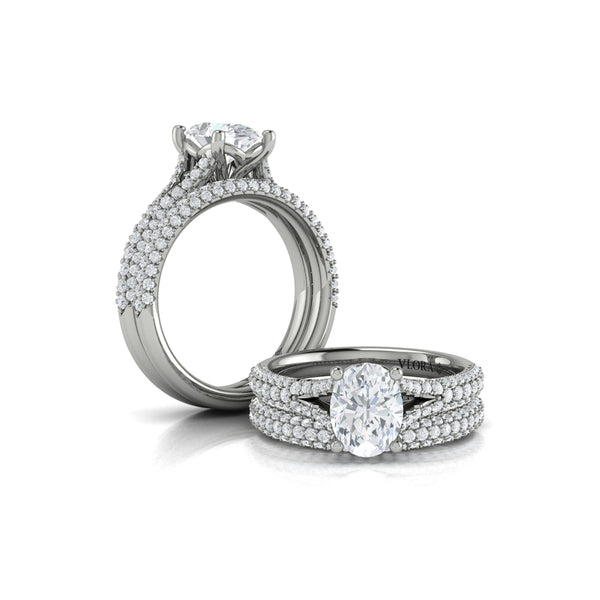 Matching Bands Wedding Band in 14K White Gold by Vlora Bridal