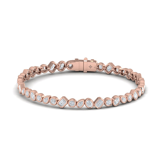 Mixed Shape Bezel Set Diamond Bracelet