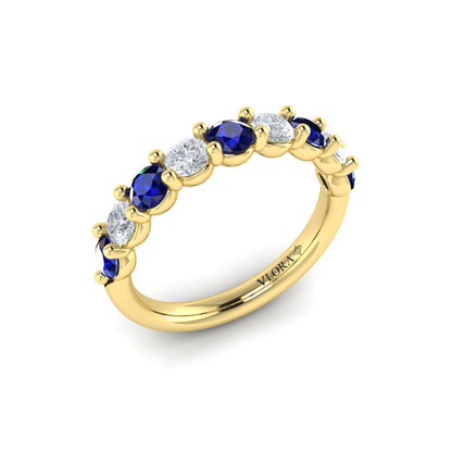 Classic Sapphire and Diamond Stackable Band