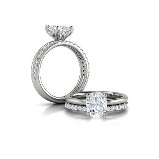 Oval Solitaire Engagement Ring in Platinum by Vlora Bridal