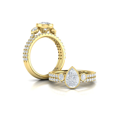 Trio Pear Bezel Engagement Ring