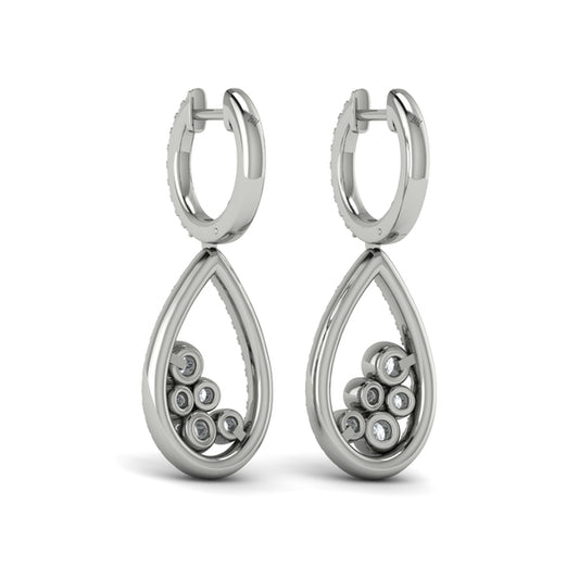 Pavé Pear Shaped and Bezel Set Diamond Earrings