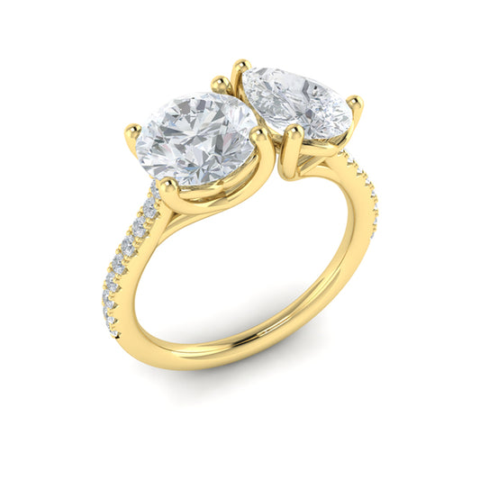 Duet Pear and Round Toi et Moi Engagement Ring