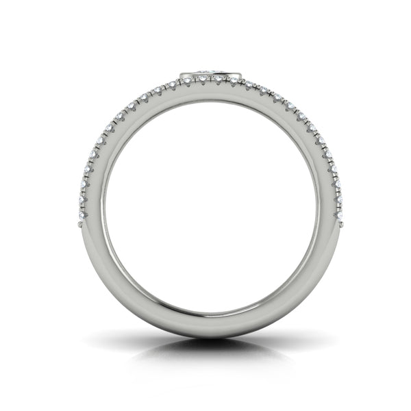 Diamond Open Three Row and Oval Centerstone  Ring