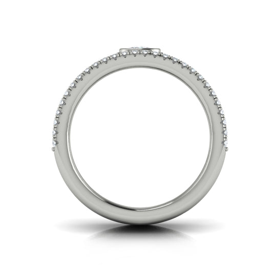 Diamond Open Three Row and Oval Centerstone Ring