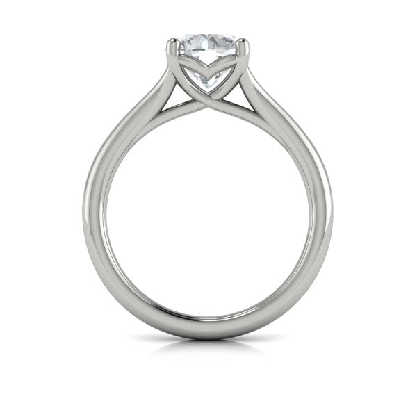 Round Solitaire, Split Shank Engagement Ring in Platinum by Vlora Bridal