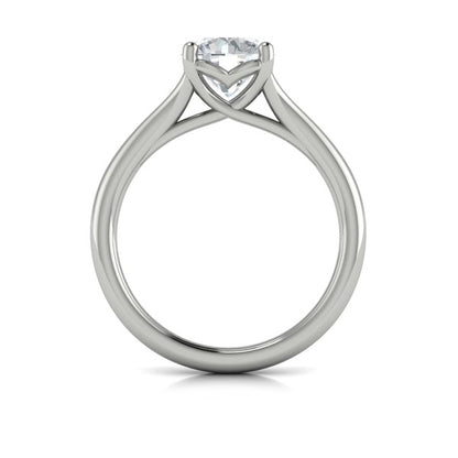 Round Solitaire, Split Shank Engagement Ring in Platinum by Vlora Bridal