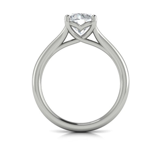 Round Solitaire, Split Shank Engagement Ring in Platinum by Vlora Bridal