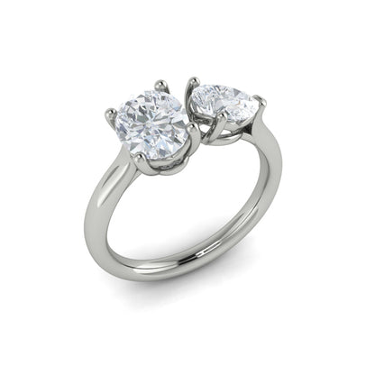 Duet Oval and Pear Two Stone Engagement Ring