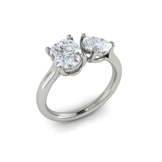 Duet Oval and Pear Two Stone Engagement Ring