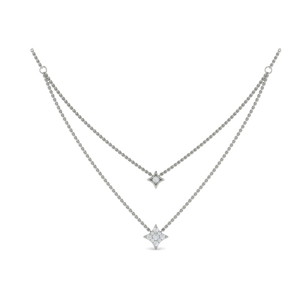 Two Row Diamond Vlora Star Pendant Necklace