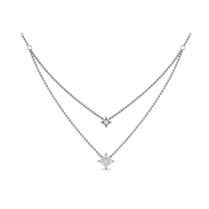 Two Row Diamond Vlora Star Pendant Necklace