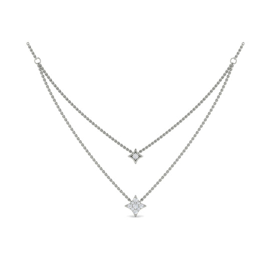 Two Row Diamond Vlora Star Pendant Necklace