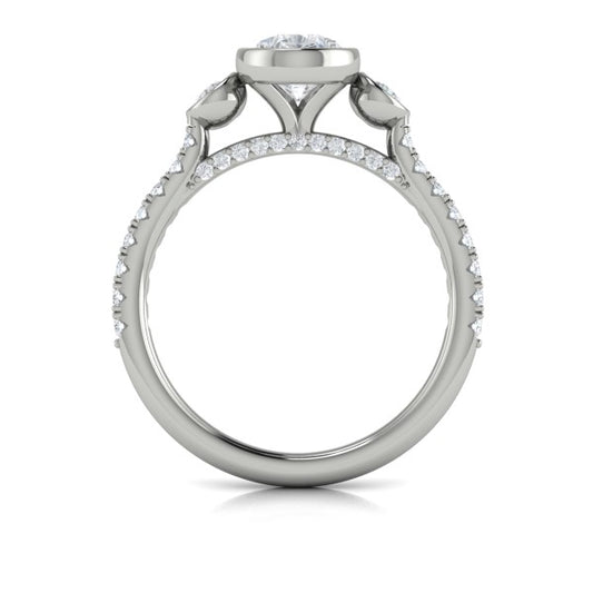 Trio Pear Bezel Engagement Ring