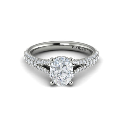 Oval Classic, Split Shank Engagement Ring in Platinum by Vlora Bridal