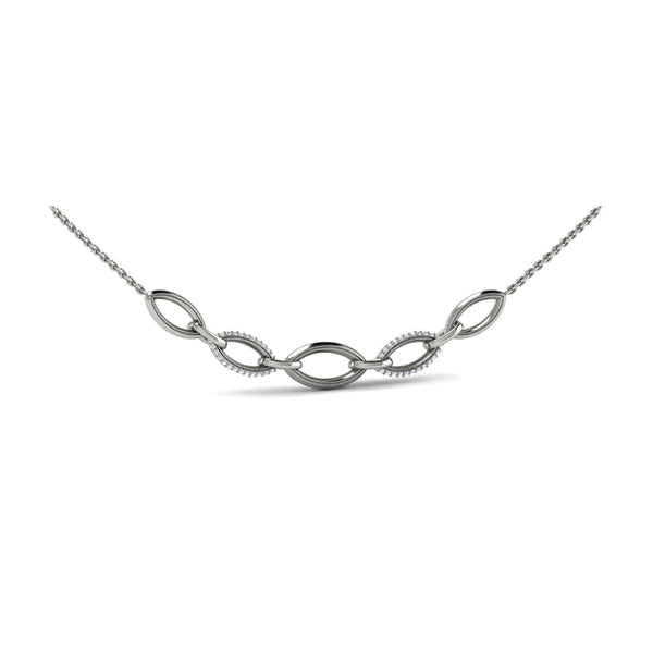 Open Navette Silhouette Alternating Diamonds Necklace