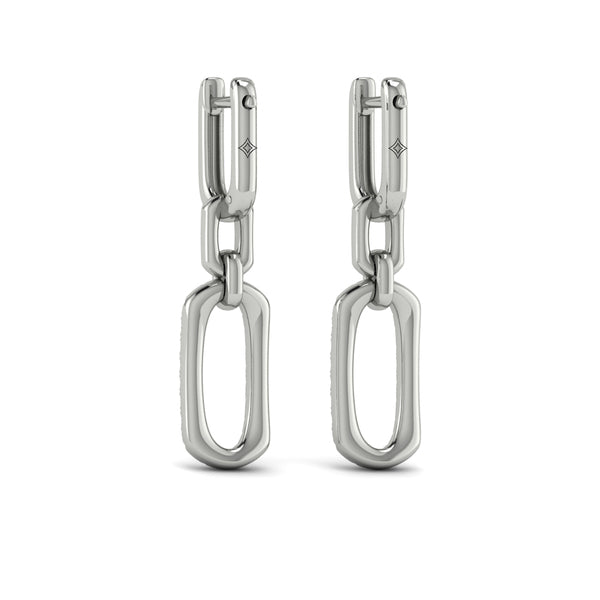 Diamond North South Open Oval Pendant Link Earrings