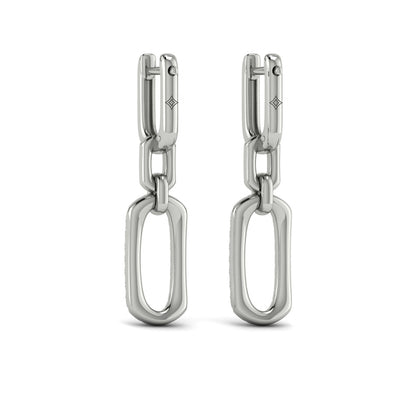 Diamond North South Open Oval Pendant Link Earrings