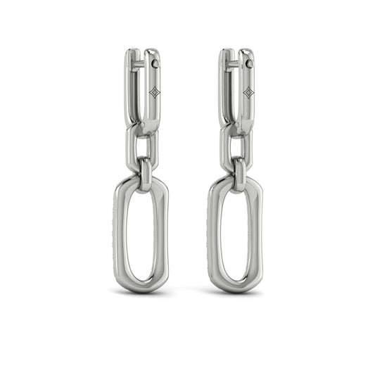 Diamond North South Open Oval Pendant Link Earrings