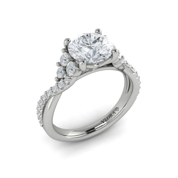 Round Classic Engagement Ring in Platinum by Vlora Bridal