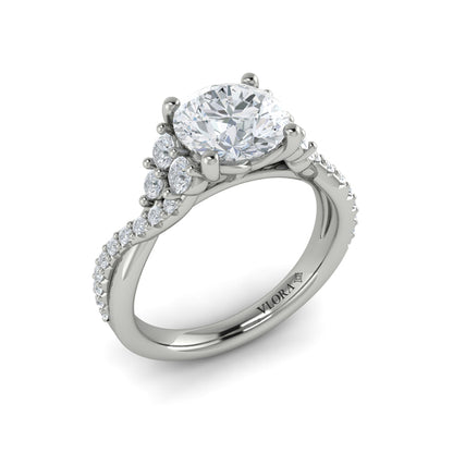 Round Classic Engagement Ring in Platinum by Vlora Bridal