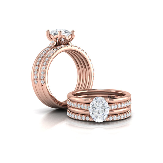 Matching Band for Triple Band Pave Oval Engagement Ring