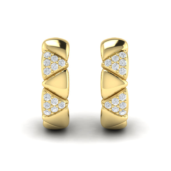 Double Diamond Trinity Huggie Earrings