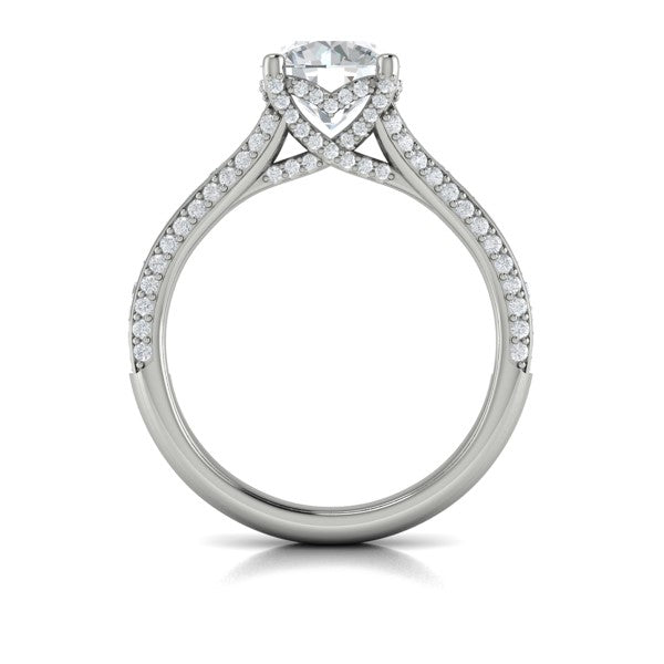 Dramatic Cathedral Hidden Halo Engagement Ring