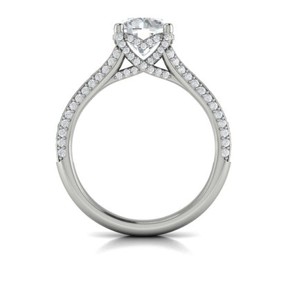 Dramatic Cathedral Hidden Halo Engagement Ring
