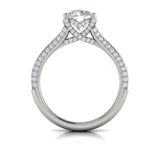 Dramatic Cathedral Hidden Halo Engagement Ring