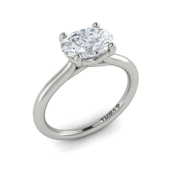 Oval Solitaire Engagement Ring in Platinum by Vlora Bridal