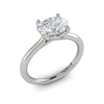 Oval Solitaire Engagement Ring in Platinum by Vlora Bridal