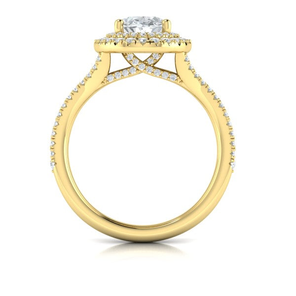 Delicate Double Halo Engagement Ring with Split Shank