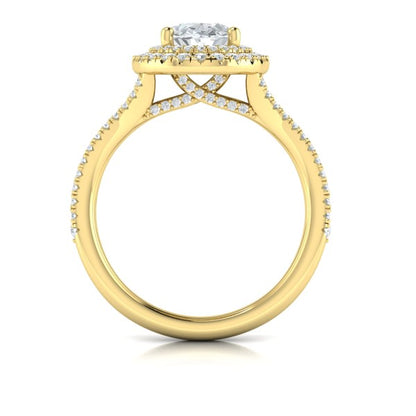 Delicate Double Halo Engagement Ring with Split Shank