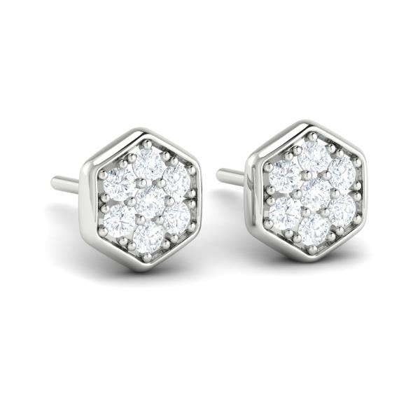 Diamond Cluster Honeycomb Stud Earrings