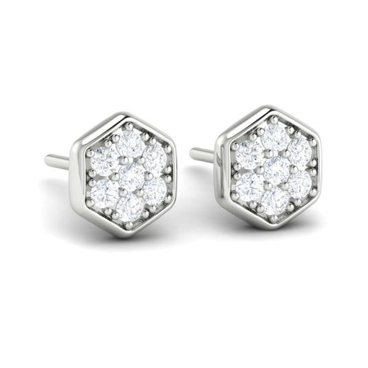 Diamond Cluster Honeycomb Stud Earrings