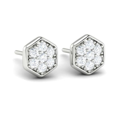 Diamond Cluster Honeycomb Stud Earrings