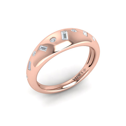 Multi Baguette and Round Dome Diamond Ring