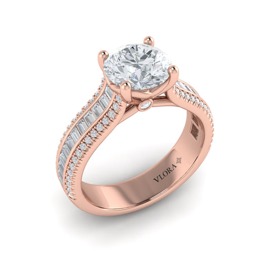 Opulent Cathedral Round Diamond Engagement Ring