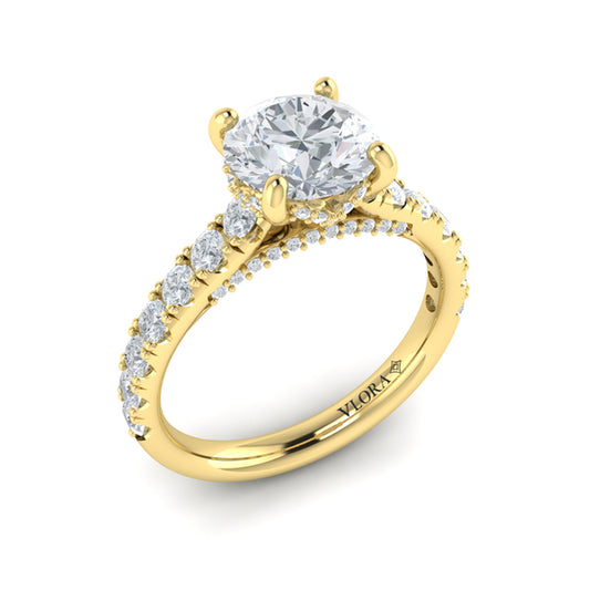 Round Classic Engagement Ring in 14K Yellow Gold by Vlora Bridal