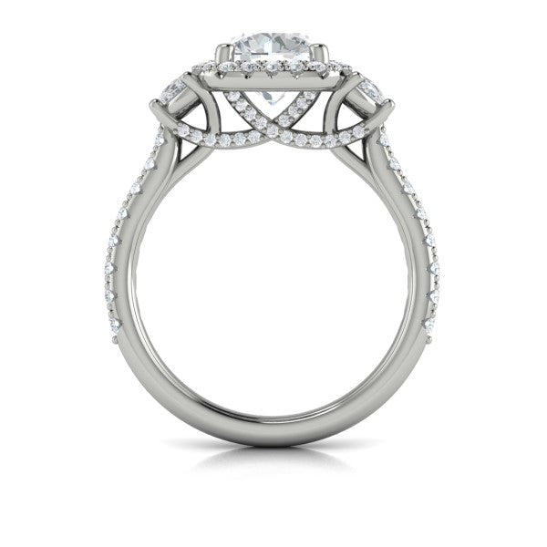Trio Round Halo Engagement Ring