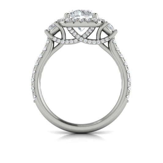 Trio Round Halo Engagement Ring