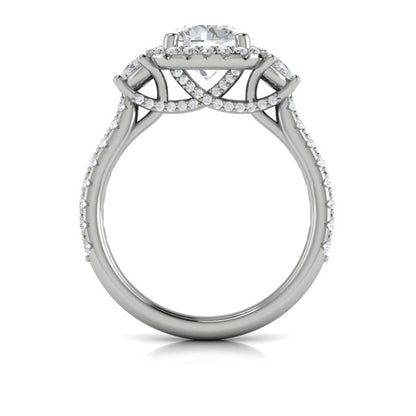 Trio Round Halo Engagement Ring