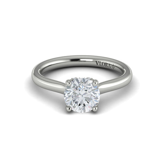 Round Solitaire Engagement Ring in Platinum by Vlora Bridal