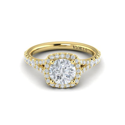 Euro Halo Round Engagement Ring