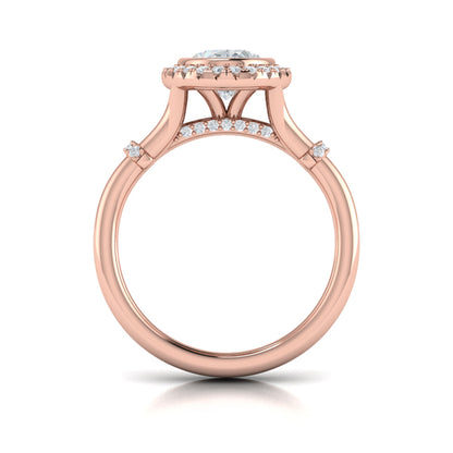Diamond Accent Bezel Oval Halo Engagement Ring