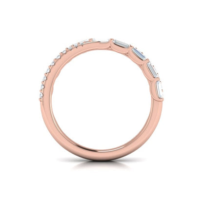 Crossed Baguette and Round Stackable Band